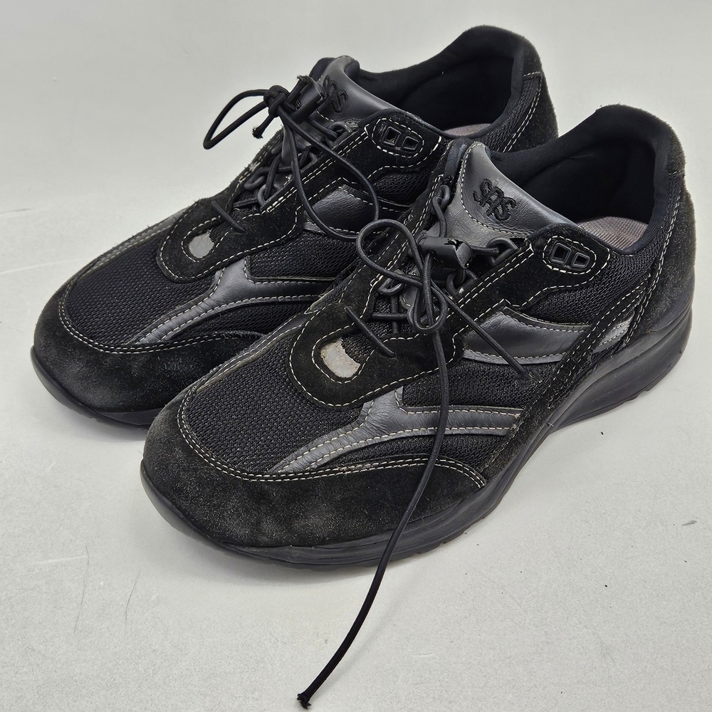 SAS Journey Walking Shoes Women 11 WW Black Leather Mesh Comfort Sneakers USA